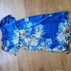 Zara midi dress blue floral print womens L